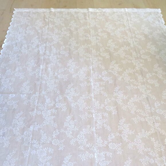 Elegant White Floral Lace Curtain Panels 58"W x 96"L Scalloped Edges Set of 2 - Picture 1 of 6